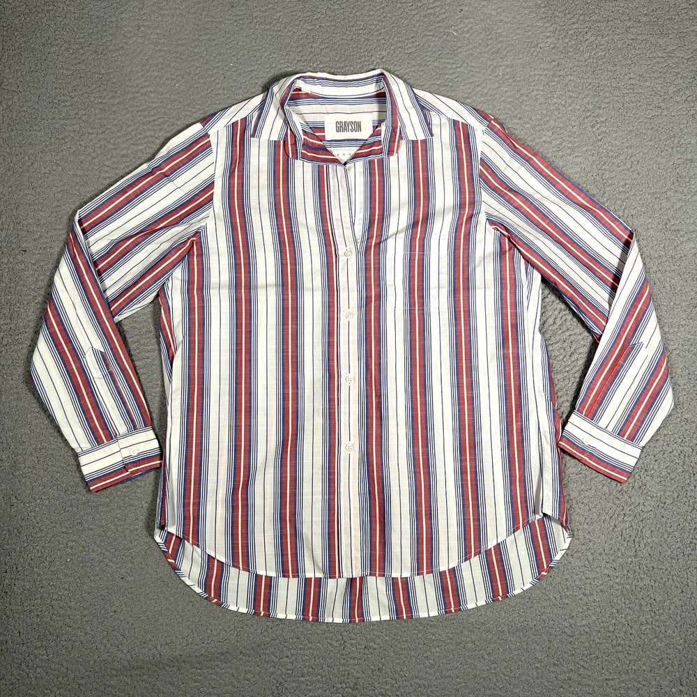 Frank & Eileen Grayson Shirt Womens 3 Hero Striped Button Up 100% Cotton Duchess